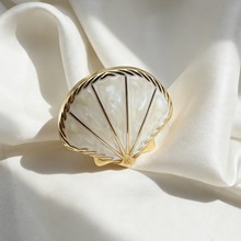 贝壳丝巾扣高级感百搭两用风衣扣配饰女穿搭珍珠围巾扣大衣飘带扣