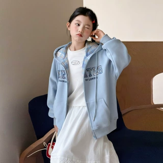 春季中大女童休闲外套春装新款童装儿童女孩字母上衣拉链衫卫衣潮
