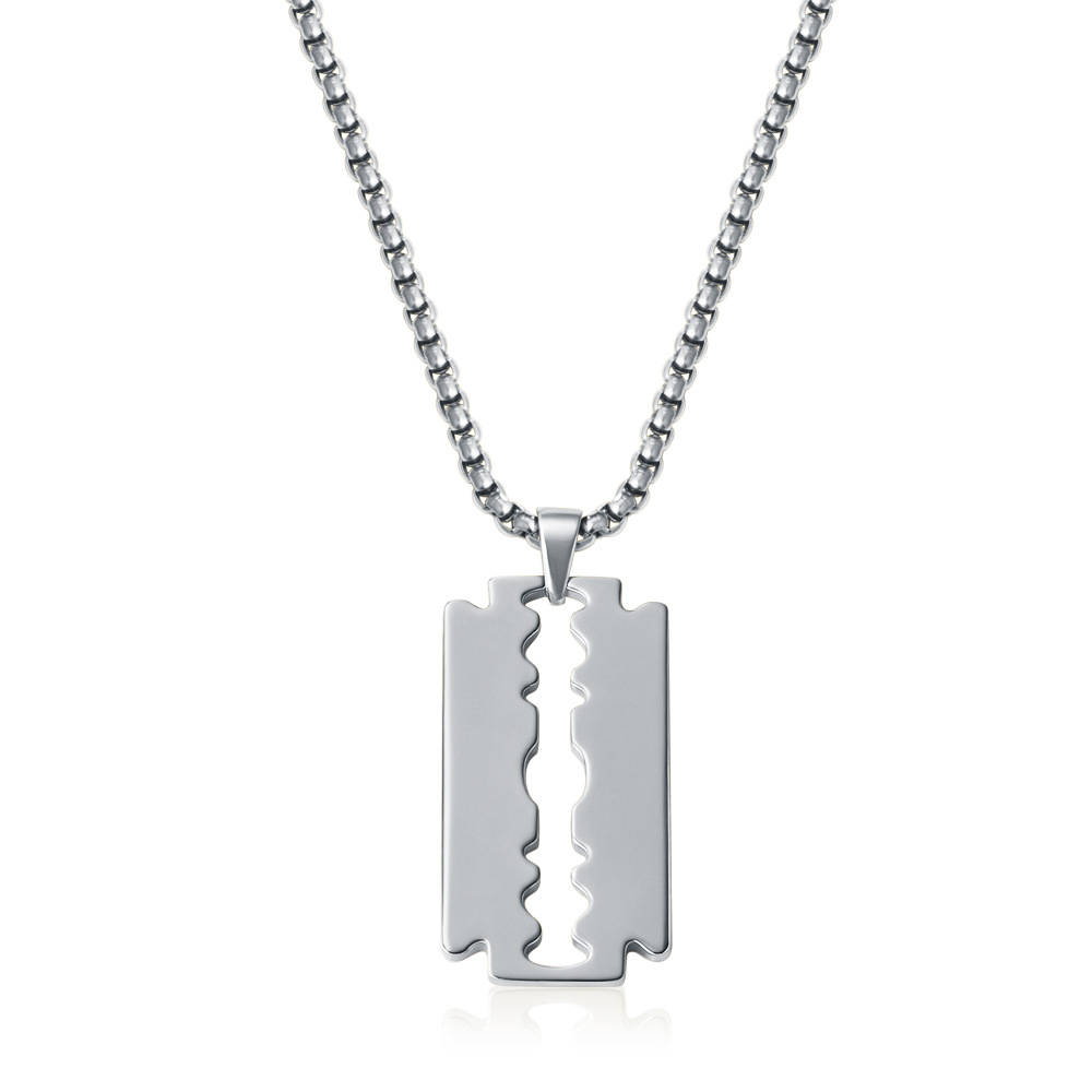 Collier pendentif croix en acier inoxydable pour homme, style hip-hop, avec chaîne à perles polyvalente._voghion.com