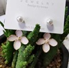 Light green earrings, fresh universal silver needle, flowered, silver 925 sample