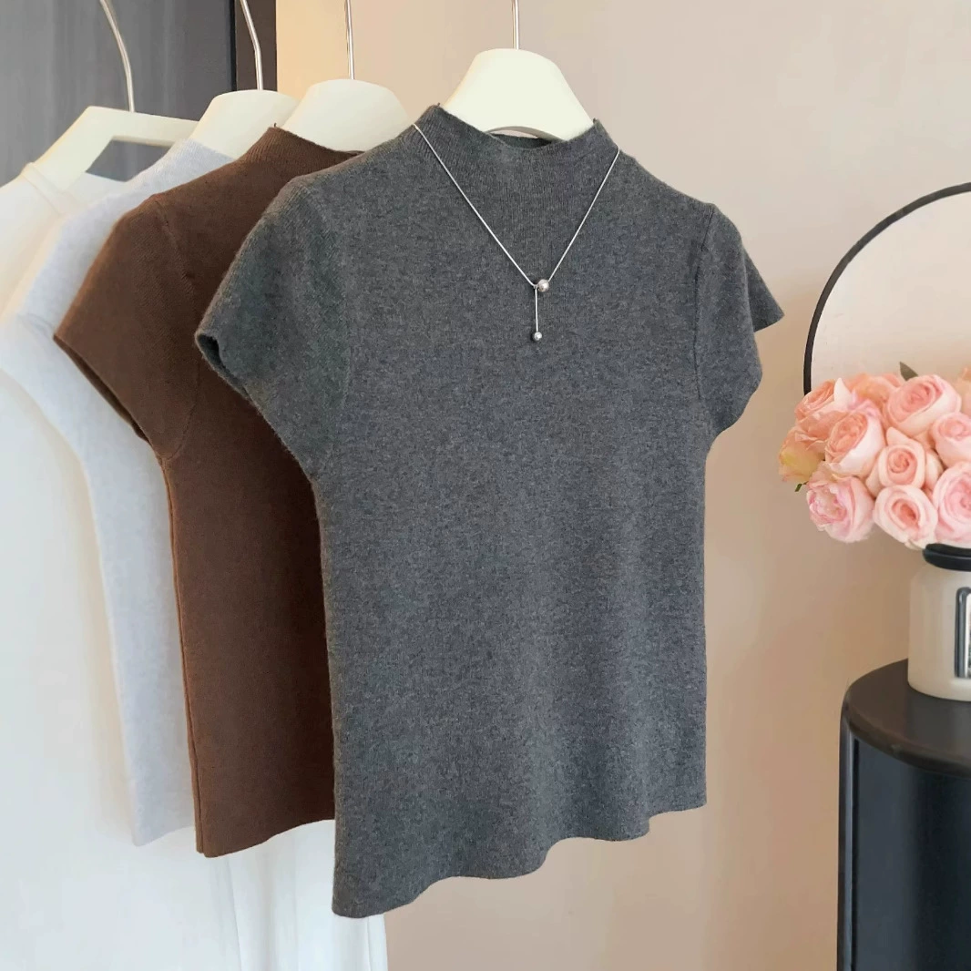 Тринадцать строк 2025 весна и лето новая корейская версия тонкого тонкого маленького воротника с высоким воротником