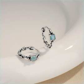 韩国东大门方糖耳圈轻奢小众设计耳钉2025新款爆款耳饰女耳环批发