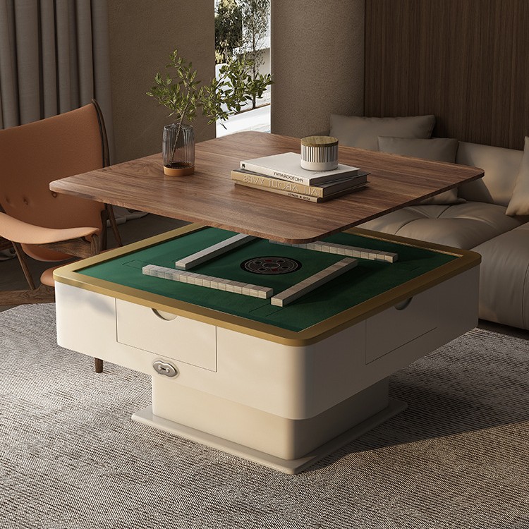 Mesa de centro elevadora eléctrica Mesa de mahjong Máquina de cuatro bocas silenciosa doméstica totalmente automática Mesa de comedor Máquina de mahjong inteligente multifuncional