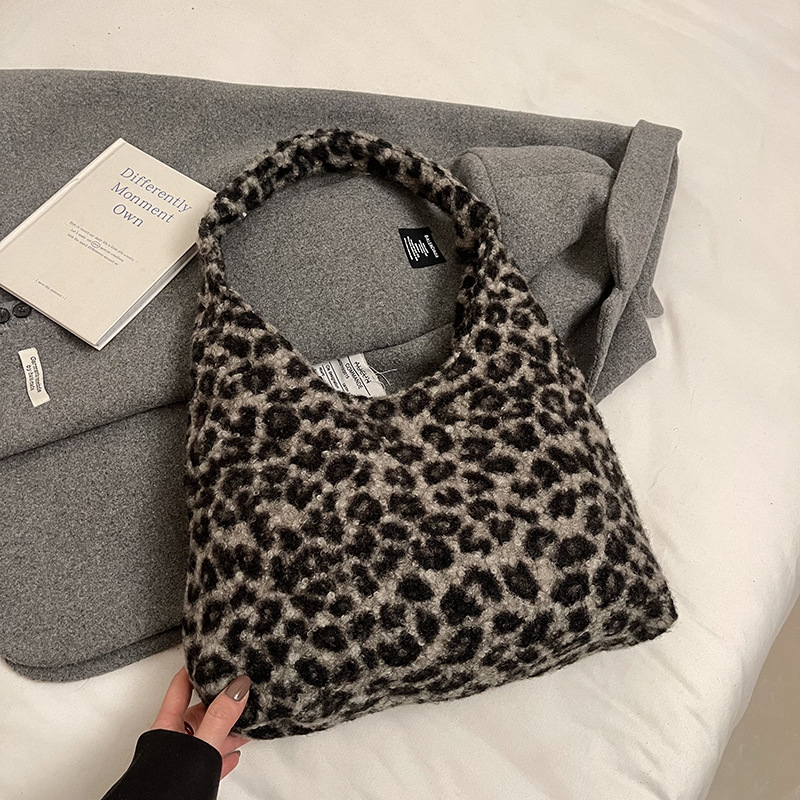 Bolsa de lana de gran capacidad para mujeres 2024 nuevo otoño e invierno casual bolso de hombro estriado multifuncional bolsa de viaje de clase