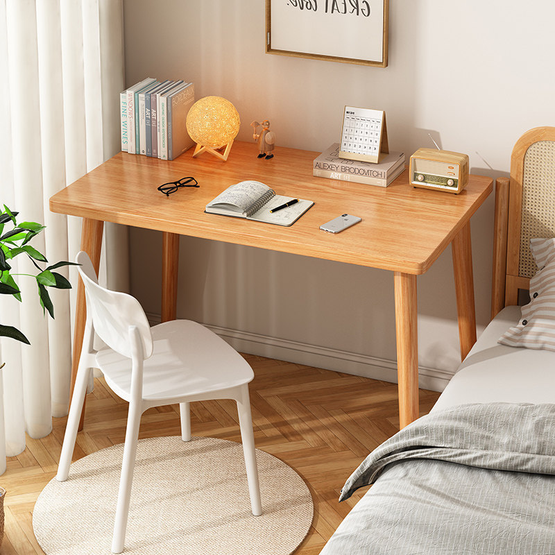 Computer Desk for Adults, Bedroom Office Desk, Student Home Study Writing Desk, Simple Rectangular Table with Solid Wood Legs