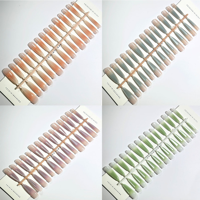 Cat-Eye Ultra-Long Simple Nail Art, Removable Nail Art, Cute Wearable Nail Art, 30 Pieces of Finished Nail Patches