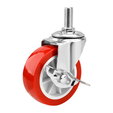2寸平底脚轮丝杆脚轮PVC红轮黑轮顺滑耐磨万向轮定向轮刹车轮批发