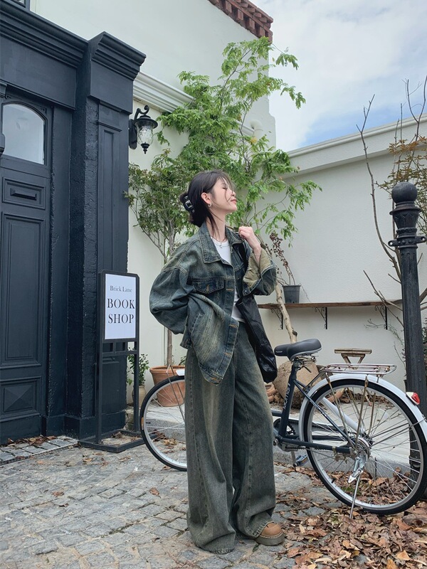 复古做旧牛仔外套女2025新款百搭宽松bf慵懒风盐系小个子春秋夹克|undefined