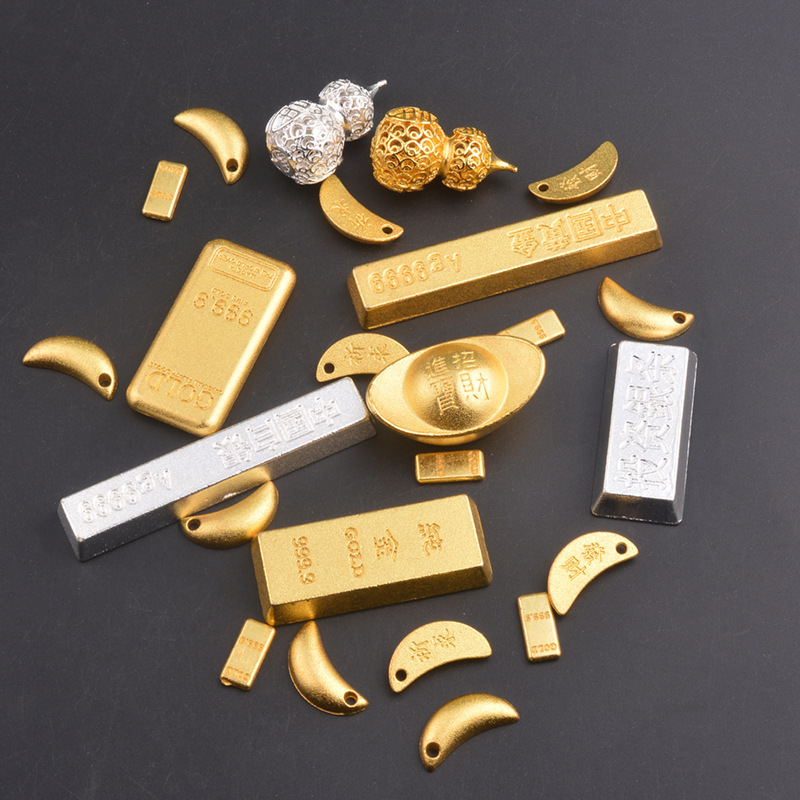 Metal crafts alloy ornaments sand gold ingot small gold bar photo frame lucky bucket decoration traditional festive shrine supplies