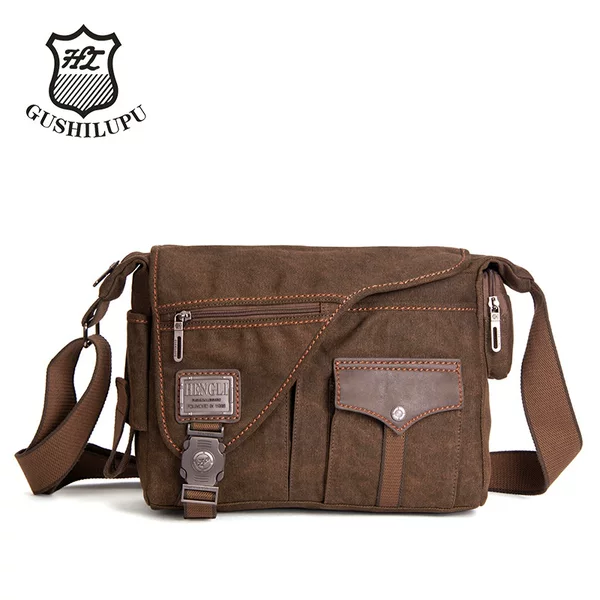 Gushi Lupu Large Capacity Shoulder Bag Canvas Crossbody Bag Men's Casual Bag Vintage Canvas Bag Factory Spot