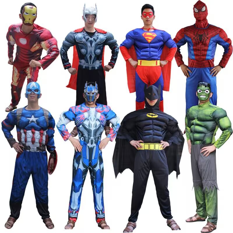 Adult Hulk Muscle Captain America Thor Spider Man Iron Man Avengers Clothes Superman Costume