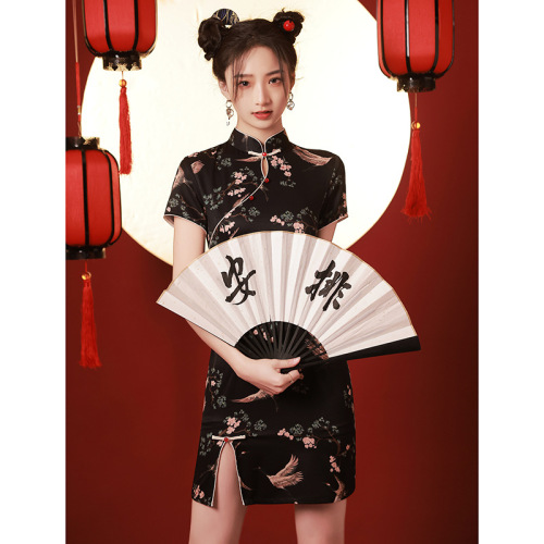 cheongsam paragraphs Retro Chinese Dresses Qipao Side slit Asian Theme Party Cosplay Dresses for women girls  girl young  daily dress 