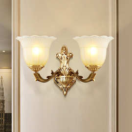 美式全铜壁灯欧式过道玄关灯阳台走廊户外电视墙床头灯具W103