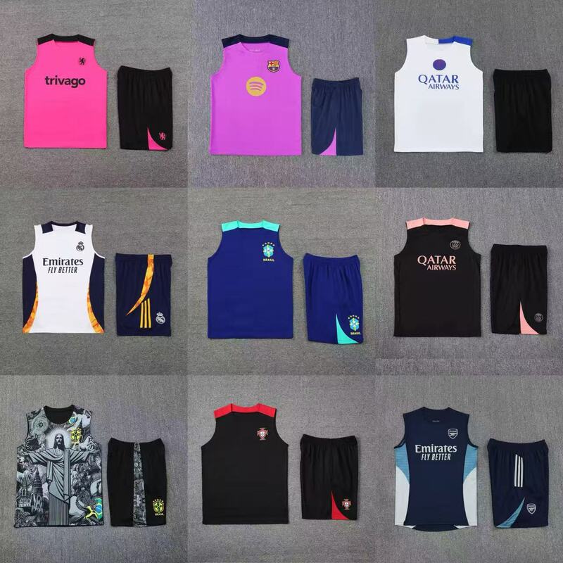 Wholesale Football Vests Sleeveless Training Jerseys Real Madrid Paris Portugal France Barcelona Inter Milan Paris Training Uniforms