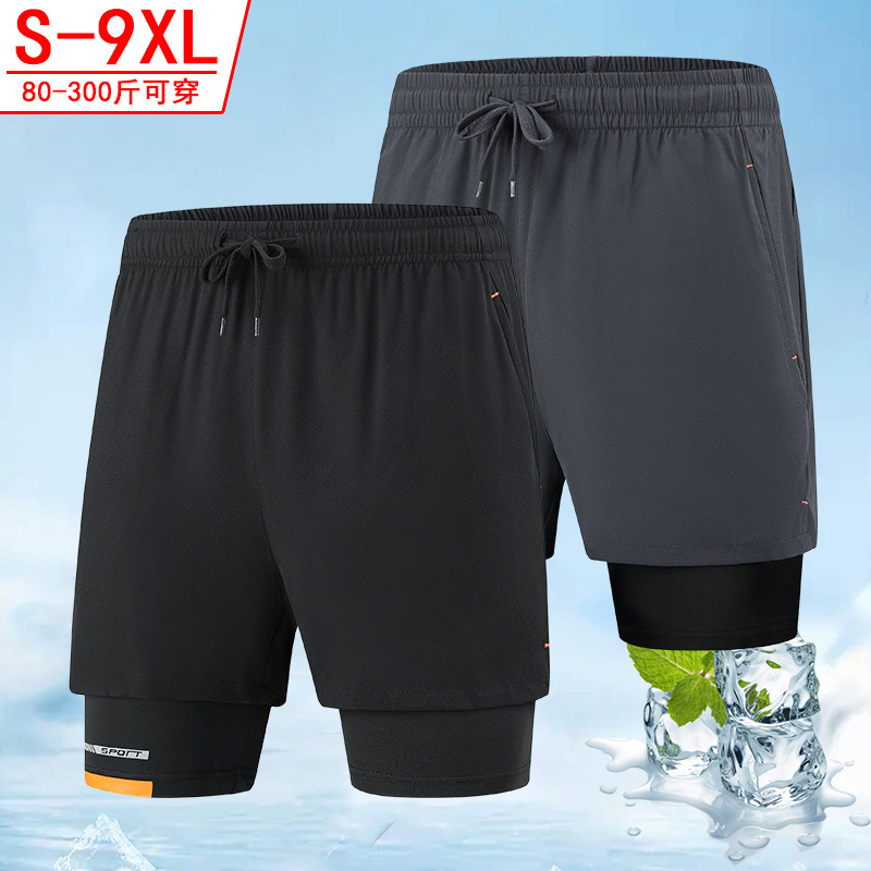 Plus Size Plus Size Sports Shorts Men's Fake Two-Piece Stretch Basketball Running Fitness Suit Summer Quick-Dry Training Shorts Plus Size Plus Size Sports Shorts Men's Fake Two-Piece Stretch Basketball Running Fitness Suit Summer Quick-Dry Training Shorts