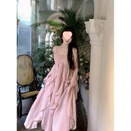 纯欲雪纺吊带连衣裙女夏季短裙粉色温柔风甜美气质不规则连衣裙子
