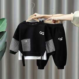 男童秋款套装2025新款男孩春秋装网红痞帅衣服儿童宝宝酷帅气童装