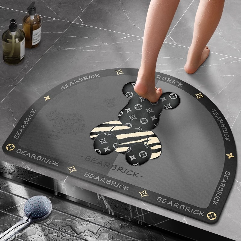 Semicírculo de barro de diatomeas alfombra de baño Baño Puerta de baño absorbente antideslizante alfombra de piso baño puerta de entrada