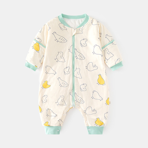 Baby sleeping bag spring, autumn and winter quilted baby split-legged thickened pajamas newborn zipper type multi-functional anti-kick quilt