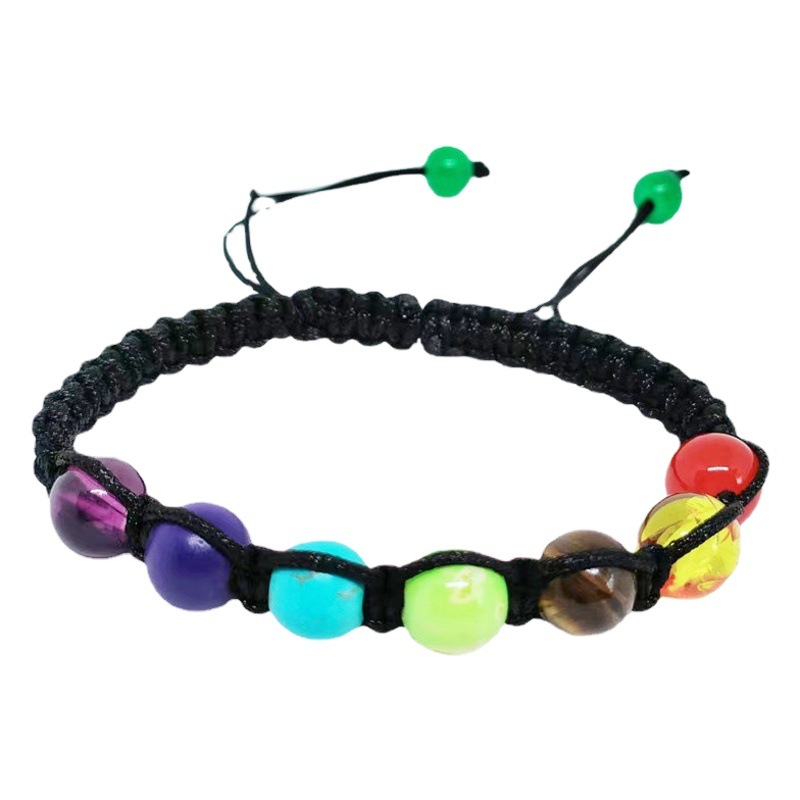 Pulsera tejida de cristal colorido exótico, pulsera asimétrica hecha a mano, pulsera geométrica de piedra energética para yoga