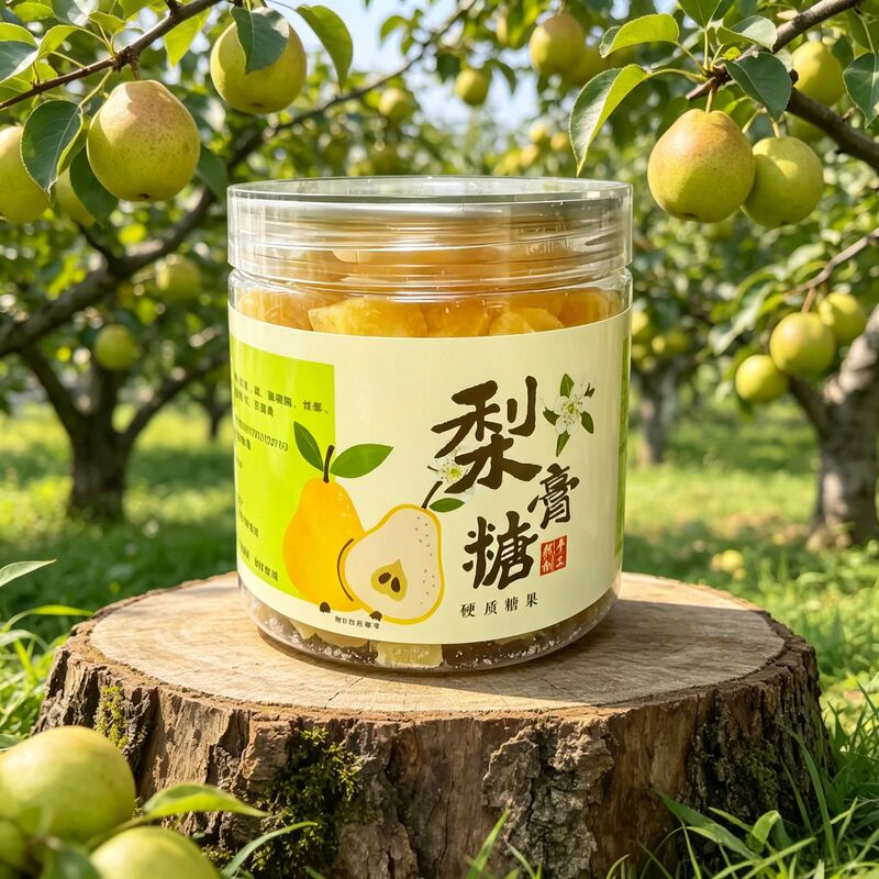 Canned 250g Pear Syrup Candy, Handmade Small Pieces of Throat-Soothing Herbal Pear Syrup Candy, Handcrafted Autumn Pear Syrup Candy Wholesale