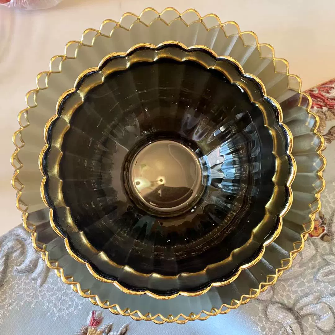 Glass tableware for home use, set, flowered, simple and elegant design