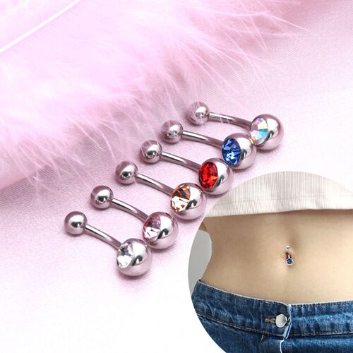 Cross-border supply of stainless steel diamond-encrusted European and American hotties navel nails and navel rings sexy body piercing piercing jewelry wholesale
