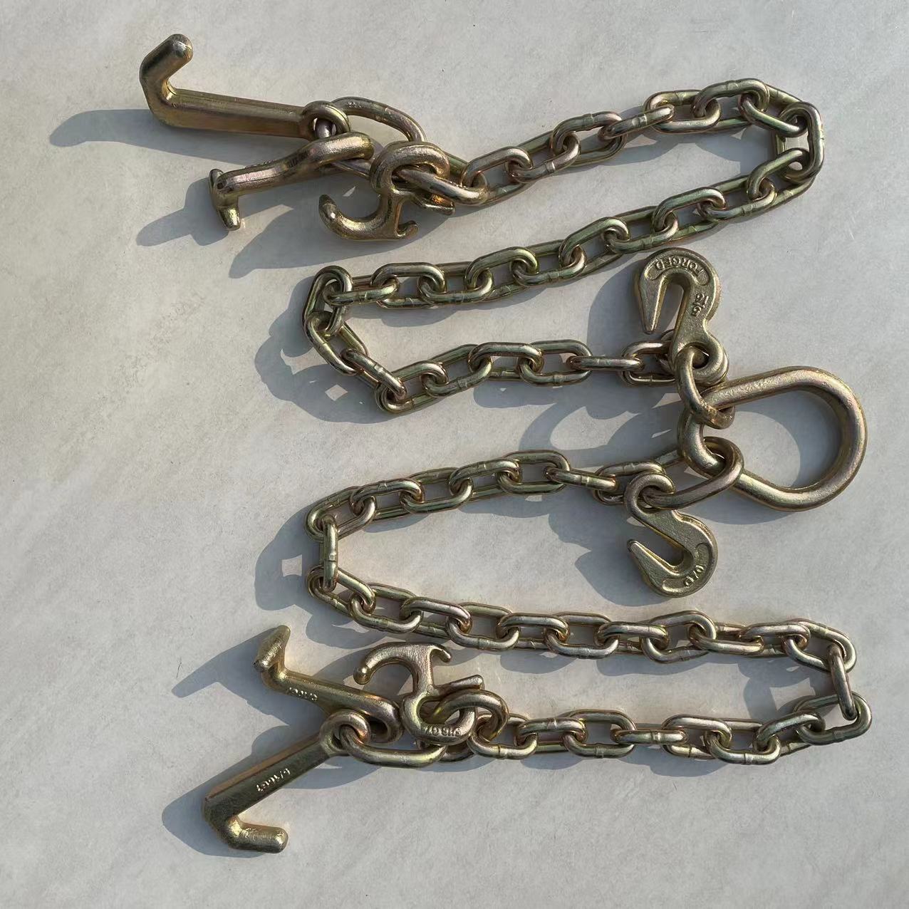 锰钢链条70级带RJT钩钩子链工厂批发平板车使用镀锌拖车美标链条