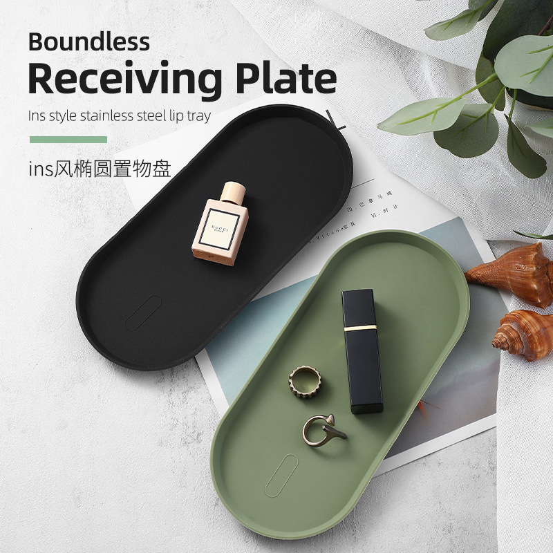 Minismal Silicone Plate Oval Cosmetic Jewelry Storage Plate Entrance Key Storage Tray