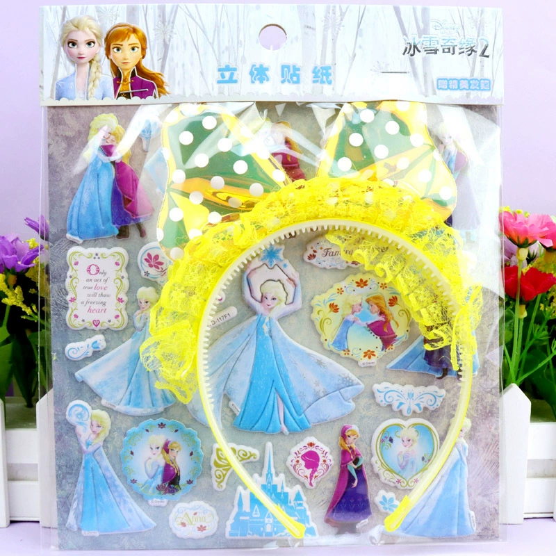 Замороженные принцесса гибискуса пена трехмерная наклейка для волос головоломки одеваются девушки наклейки для детей