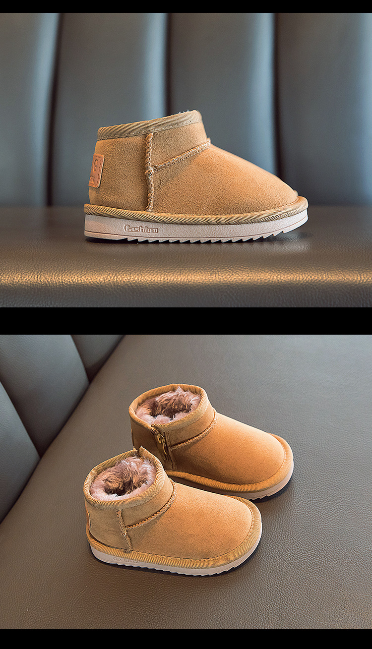 Stivali da neve per bambini 2023 Stivali corti da bambina con peluche spesso Stivali da bambino di medie e grandi dimensioni Scarpe di cotone per ragazzi Calde_voghion.com