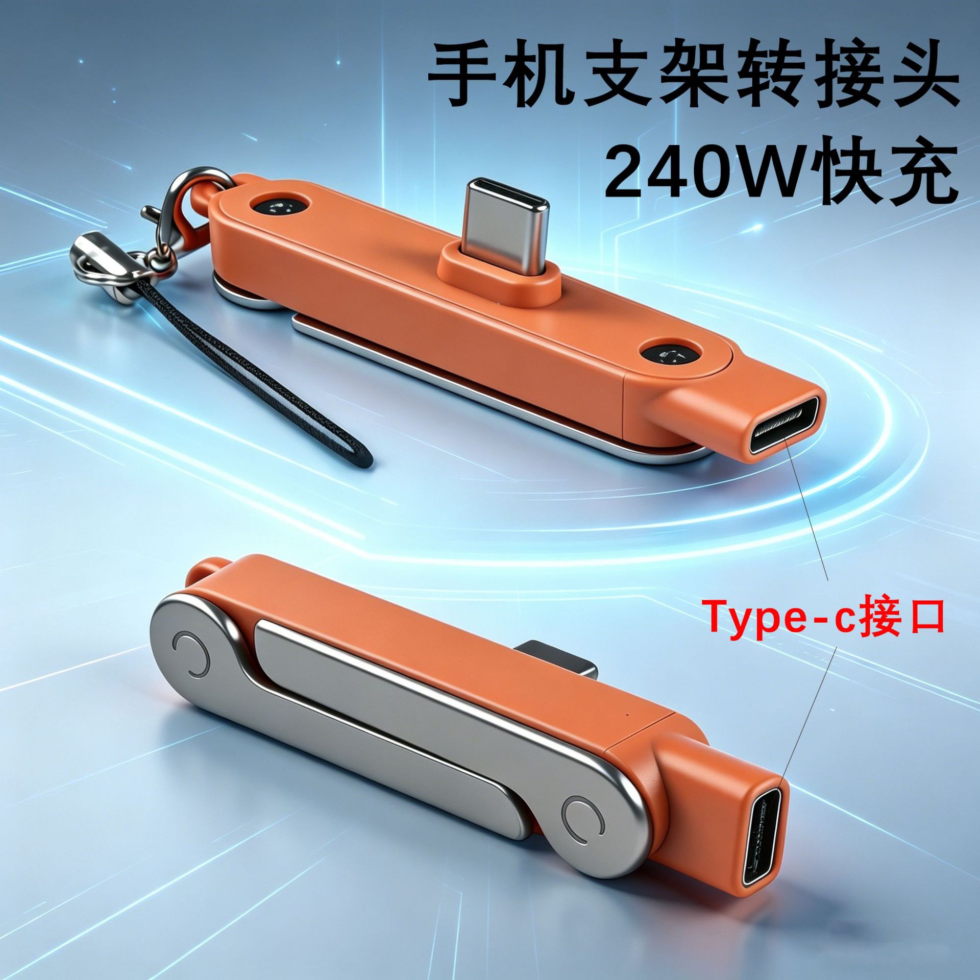 跨境240w快充type-c手机折叠支架转接头充电数据传输多功能