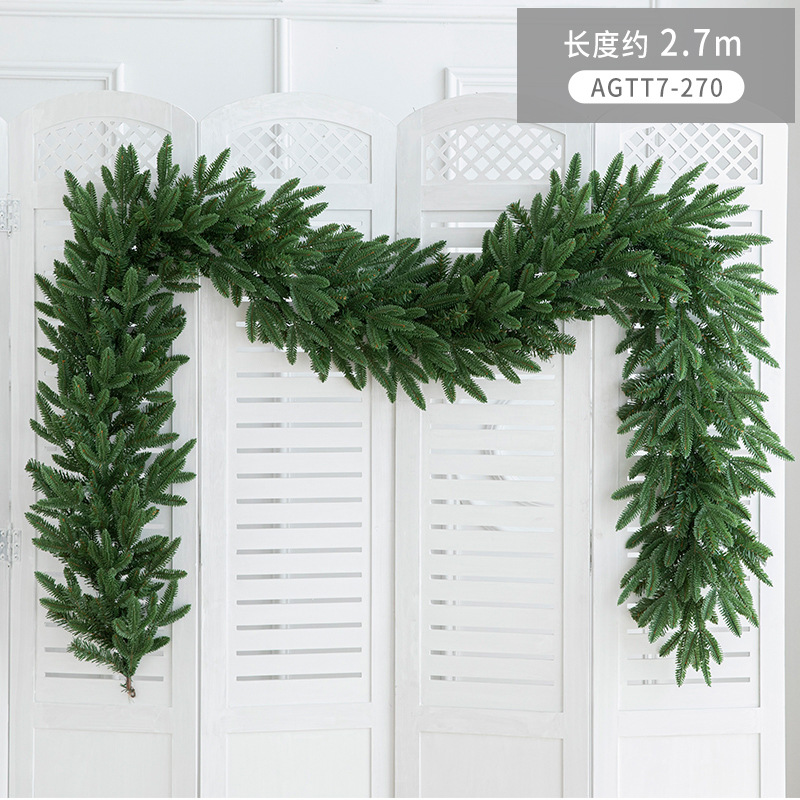Hong Kong Heng 270cm Navidad verde PE hoja mixta flocado ratán puerta colgante Navidad decoración colgante decoración centro comercial diseño