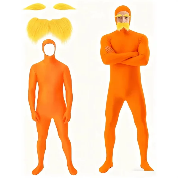 Cross-Border Masquerade Orange Costume Orange Jumpsuit Yellow Beard and Eyebrows Halloween Party Costume