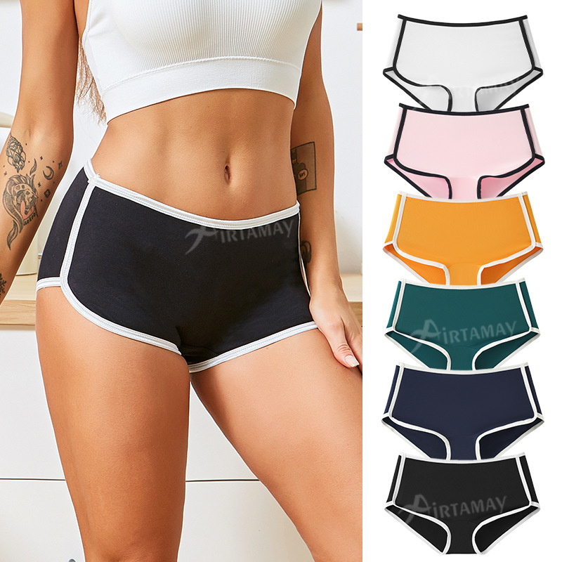 Cross-Border Amazon Popular Women's Cotton Boxer Briefs Breathable Crotch Cotton Underwear Sports and Fitness