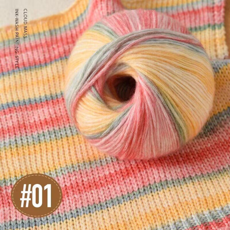 Spray Yarn Cotton Acrylic Yarn for Handmade DIY Knitting Gradient Color Cake Dot Yarn Scarf Hat Yarn Ball