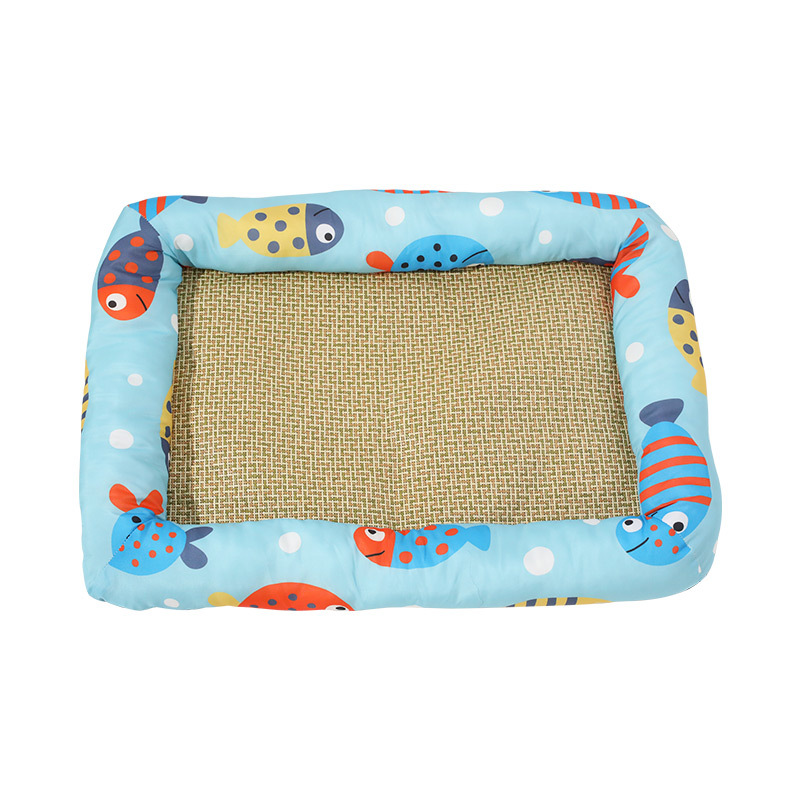 Estera de verano Nido Estera para mascotas Estera Cojera Cool y transpirable Estera de enfriamiento para dormir Estera de algodón de poliéster con borde Nido cuadrado