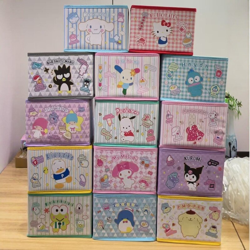 Sanrio Cartoon Folding Storage Box Kuromi Melody Pacha Dog Desktop Organizer Box Cute Fabric Storage
