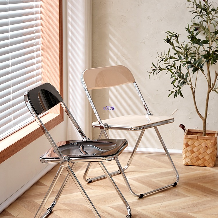 Women's Clothing Store Photo Transparent Chair Dining Chair Acrylic Plastic Crystal Folding Chair Internet Celebrity Makeup Stool