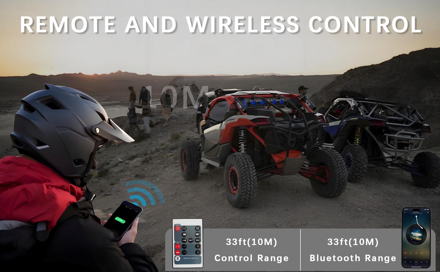 27inch Utv Golf Cart Atv Beach Vehicle Soundbar Bluetooth Speaker with USB and Aux Led