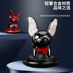 車載香水汽車固體香膏持久淡香除味座式鑲鑽搖頭狗汽車香薰擺件