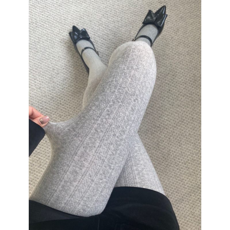 회색 팬티스타킹 레트로 트위스트 가을과 겨울 플러스 벨벳 따뜻한 바텀 양말 여성용 슬림 블랙 양말