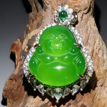 2025新款天然帝王绿玉髓佛公笑佛弥勒佛吊坠新中式国风时尚8133