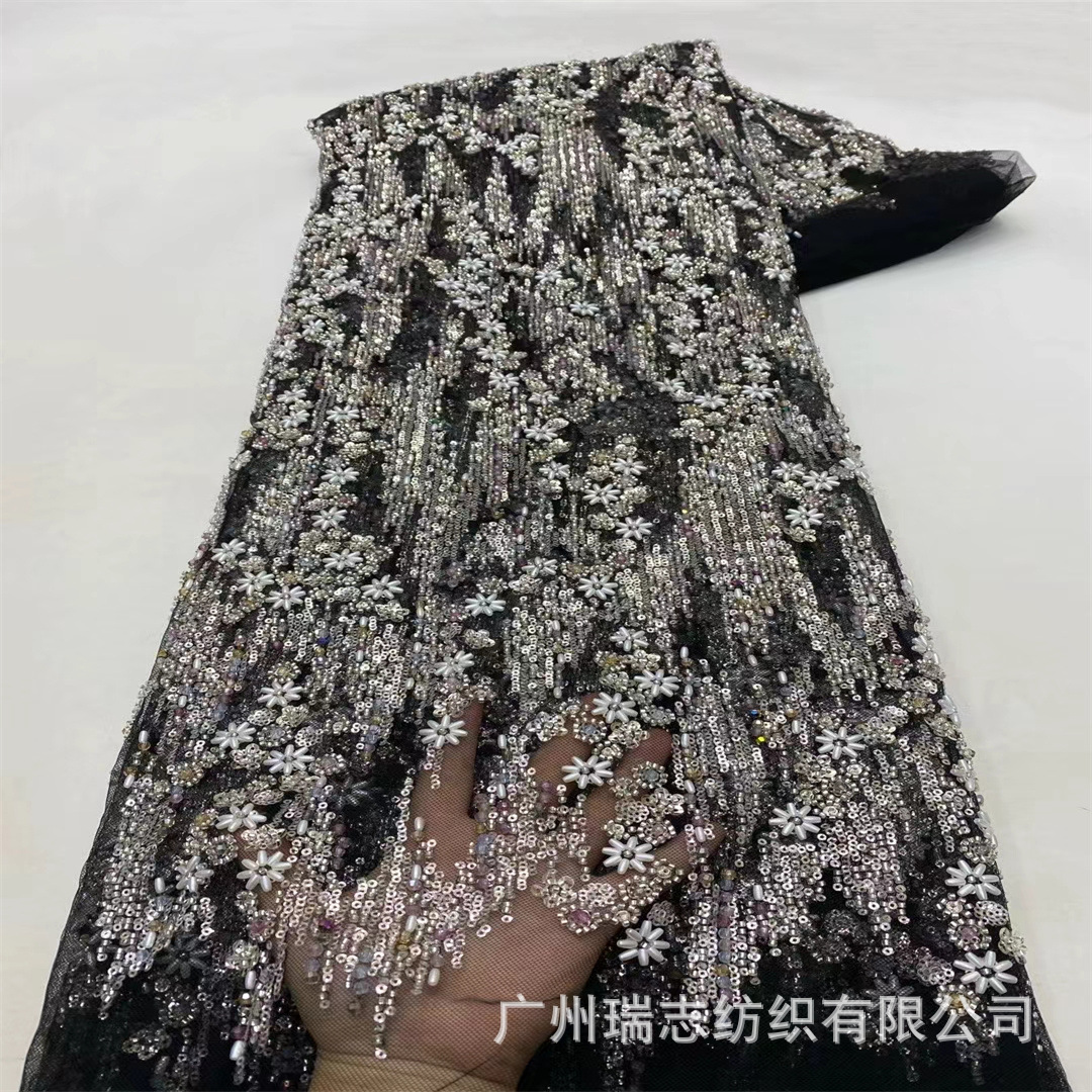 África Oriente Medio vestido de boda agujas de flor sequilla cuentas tela de encaje bridal