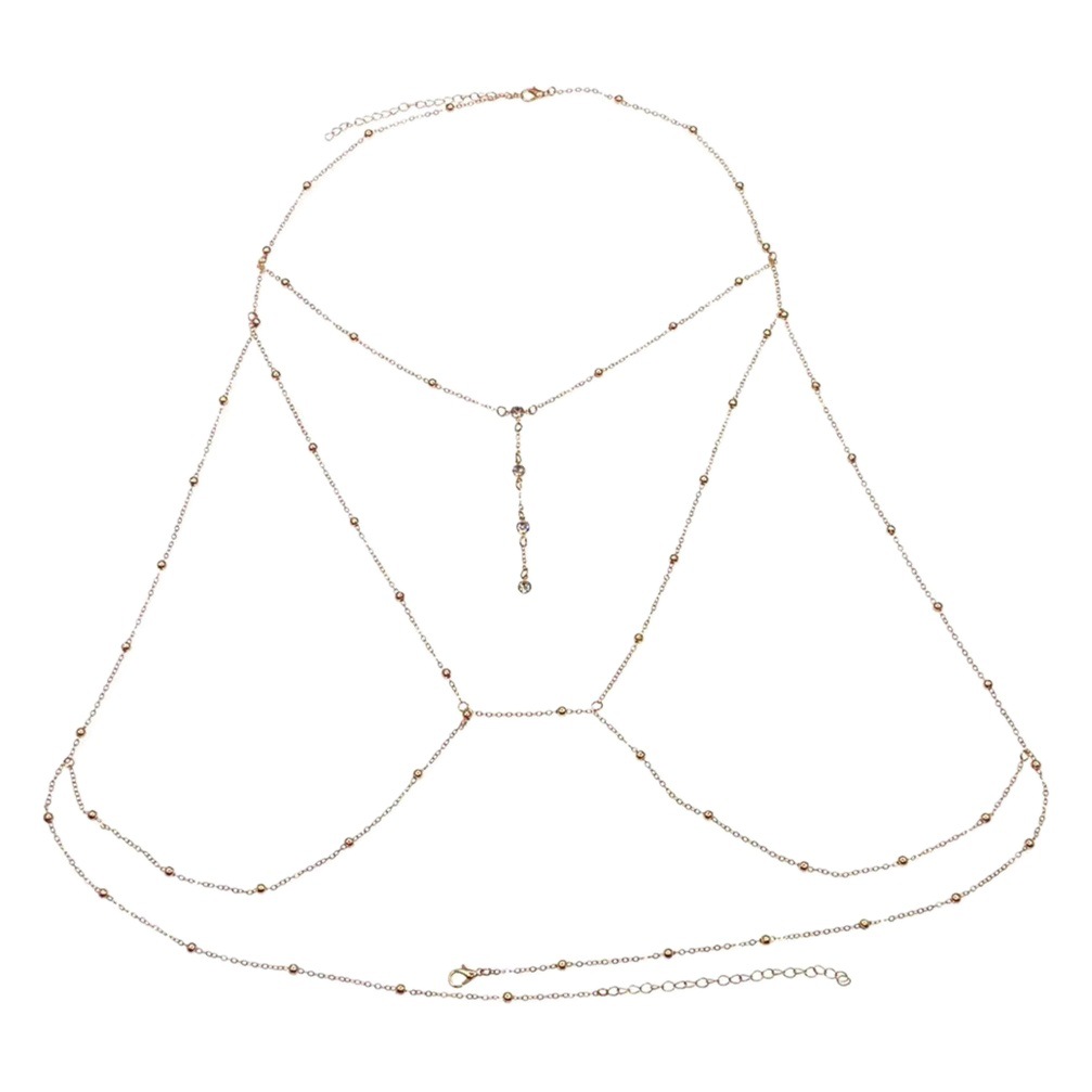 Fashion Diamond-incrustado Cadena de cuentas de jardín accesorios de cadena de cuerpo flash colgante de diamante collar de borla Cadena de pecho moda femenina cadena de moda europea y americana