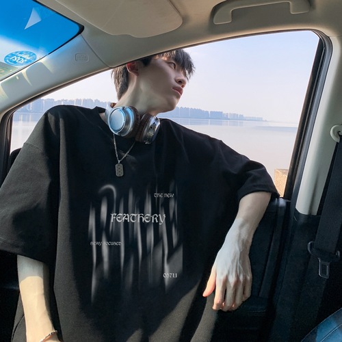 American heavyweight 260g pure cotton men's short-sleeve T-shirt summer trend brand casual versatile loose white men's top