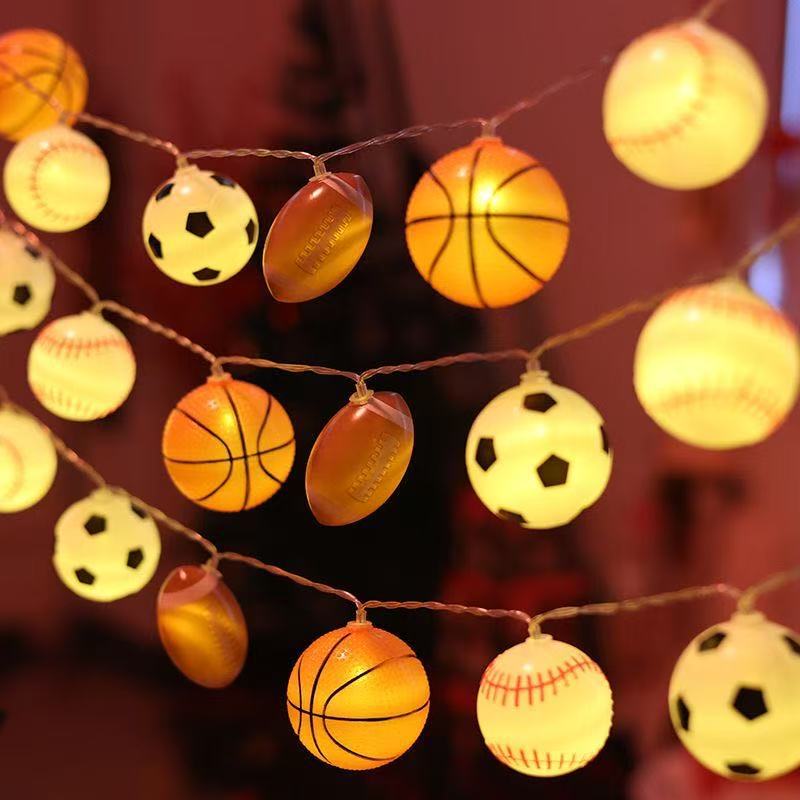2026 Football-Shaped String Lights for Outdoor Decoration, World Cup Atmosphere Arrangement for Bars, Shopping Malls, Rooms, and Courtyards