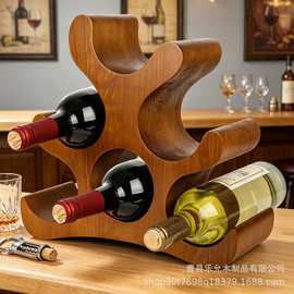木质多层酒瓶置物架实木桌面葡萄酒收纳架酒店餐厅红酒展示架