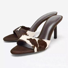 ZA新款2025秋季女鞋拼色时尚百搭平底鞋女外穿百搭浅口凉鞋女细跟