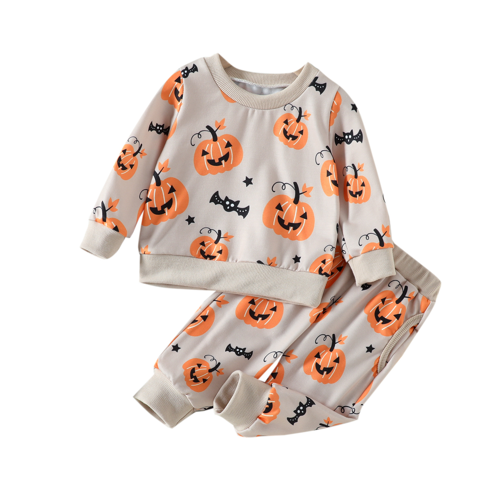 Halloween Fashion Pumpkin Cotton Girls Clothing Setspicture10